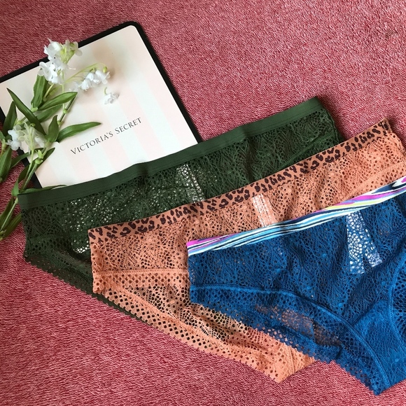 Victoria's Secret Crochet Bikini Panty Bundle of 3 Medium NEW VTG